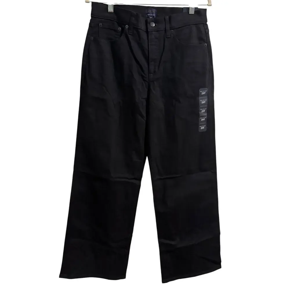 NWT J. Crew Wide Leg Crop All Day Stretch Black Size 29 Tall